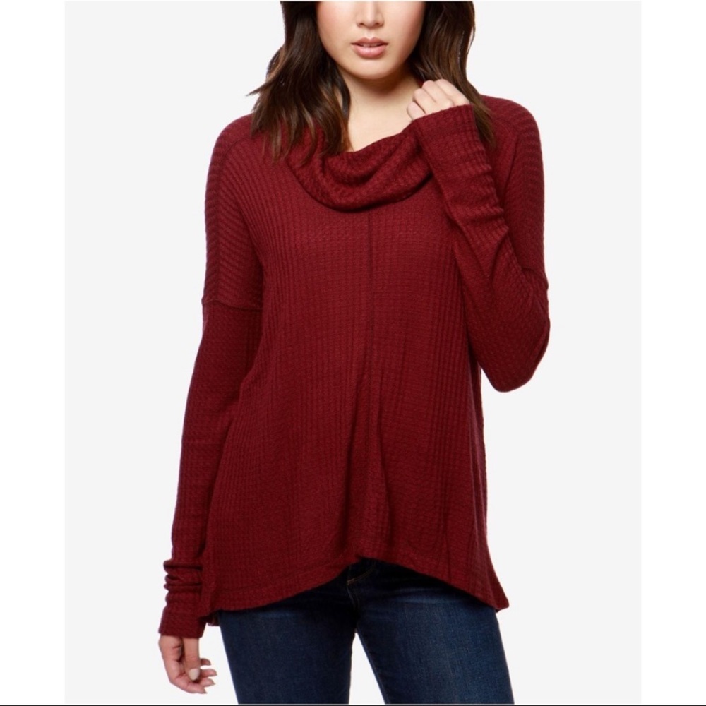 Lucky Brand Thermal Waffle Knit Cowl Neck Sweater